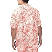 Men's Margaritaville Tan San Francisco 49ers Sand Washed Monstera Print Party Button-Up Shirt