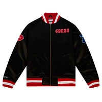 Men's Mitchell & Ness Black San Francisco 49ers Heavyweight Full-Zip Satin Jacket