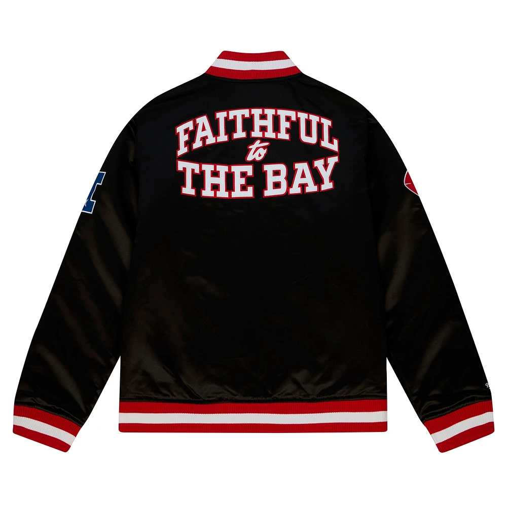 Men's Mitchell & Ness Black San Francisco 49ers Heavyweight Full-Zip Satin Jacket