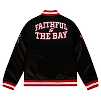 Men's Mitchell & Ness Black San Francisco 49ers Heavyweight Full-Zip Satin Jacket