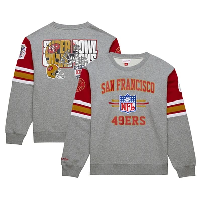 Sweat-shirt à enfiler avec logo vintage Mitchell & Ness pour hommes, gris chiné, San Francisco 49ers All Over 4.0