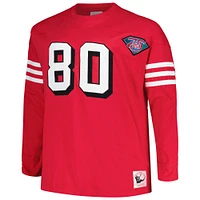 Men's Mitchell & Ness Jerry Rice Scarlet San Francisco 49ers Big Tall Cut Sew Player Name Number Long Sleeve T-Shirt