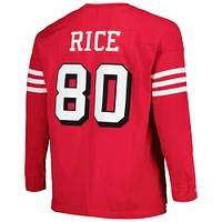 Men's Mitchell & Ness Jerry Rice Scarlet San Francisco 49ers Big Tall Cut Sew Player Name Number Long Sleeve T-Shirt