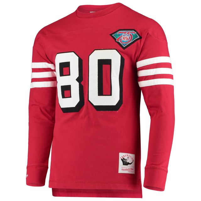 Mitchell & Ness Jerry Rice Scarlet San Francisco 49ers Throwback Nom et numéro du joueur retraité Haut à manches longues