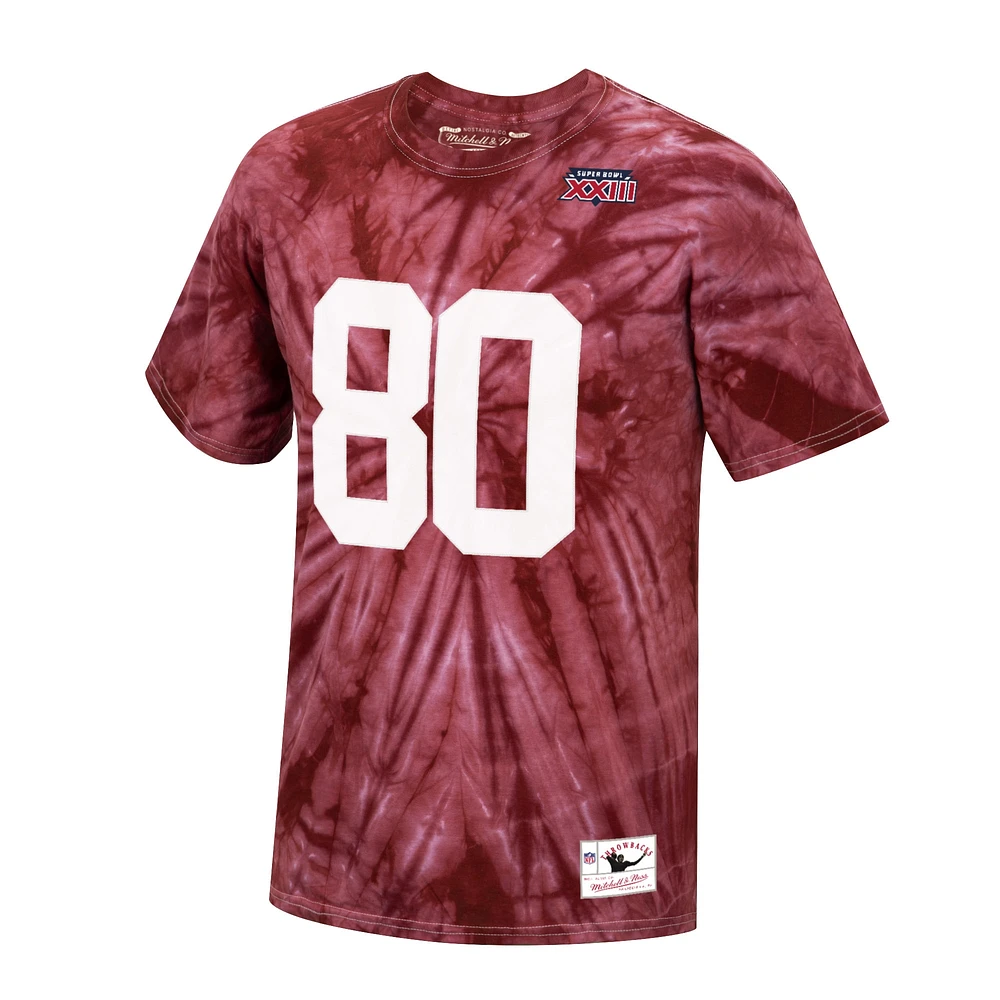 Men's Mitchell & Ness Jerry Rice Scarlet San Francisco 49ers Tie-Dye Super Bowl XXIII Retired Player Name Number T-Shirt