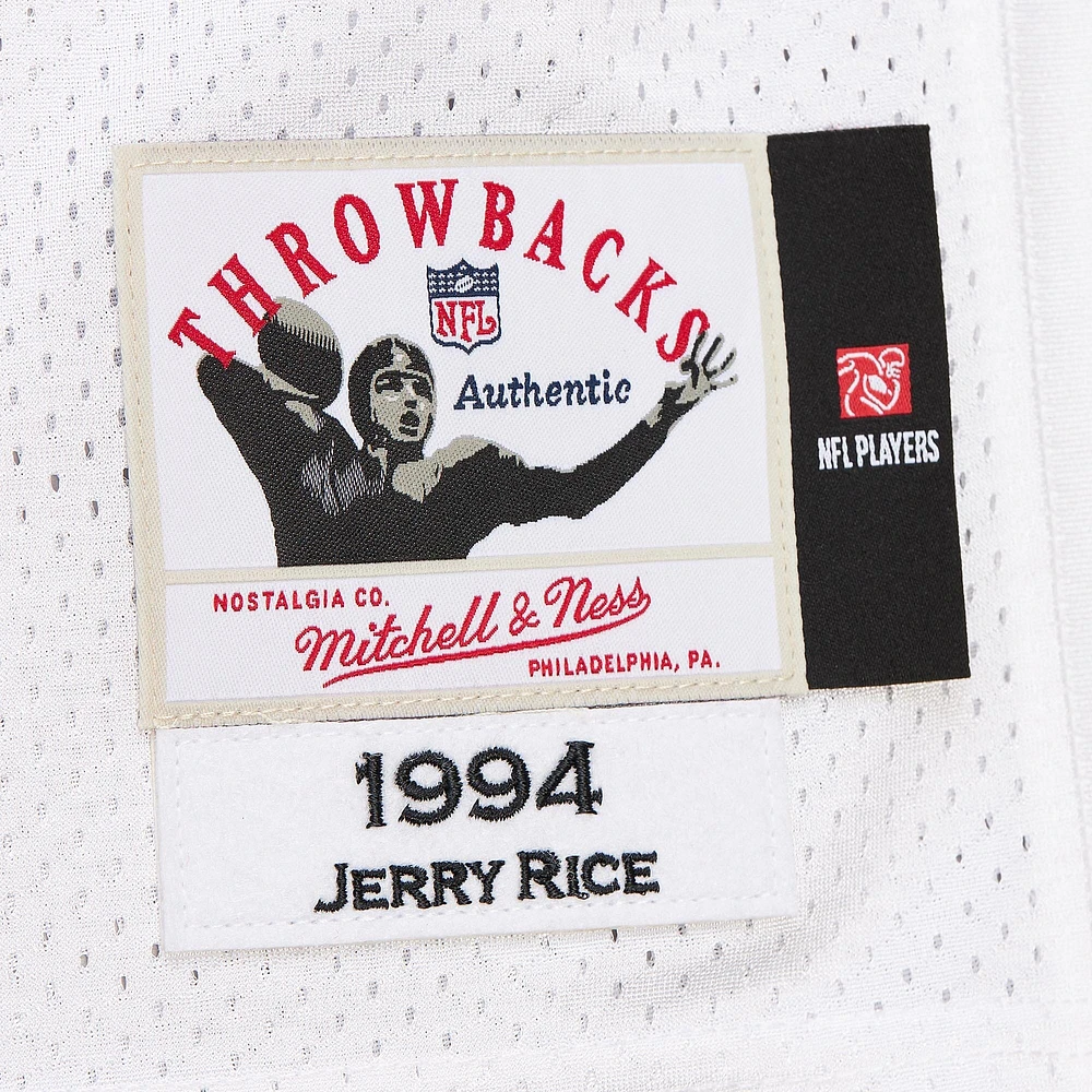 Maillot de joueur retraité authentique Mitchell & Ness Jerry Rice blanc San Francisco 49ers 1994 pour homme