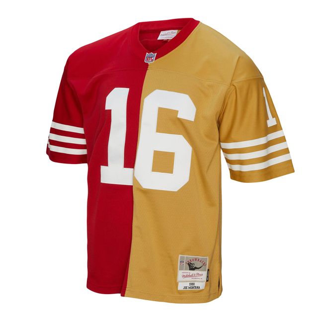 Maillot réplique Mitchell & Ness Joe Montana écarlate/or San Francisco 49ers 1990 Split Legacy pour hommes