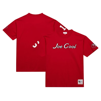 Mitchell & Ness Joe Montana Scarlet San Francisco 49ers T-shirt surnom de joueur retraité pour hommes