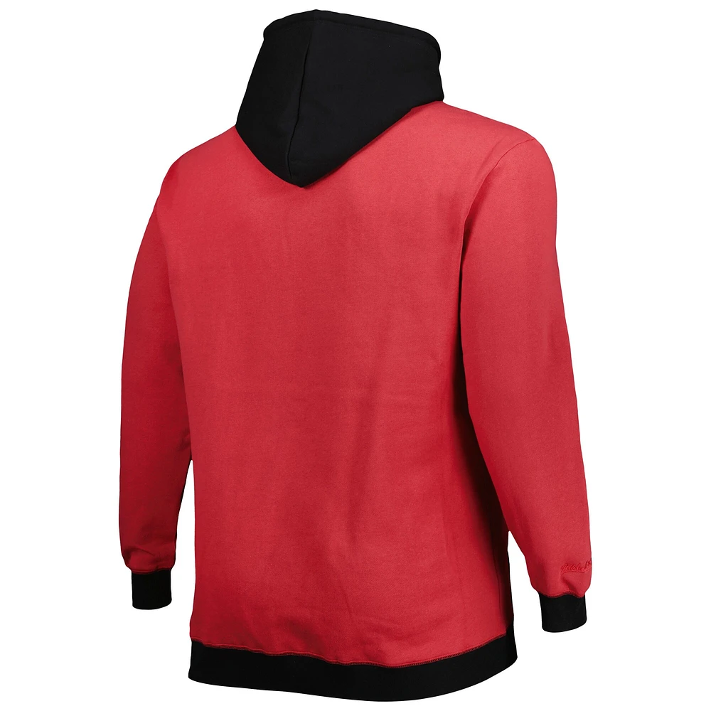Men's Mitchell & Ness Scarlet/Black San Francisco 49ers Big Tall Face Pullover Hoodie