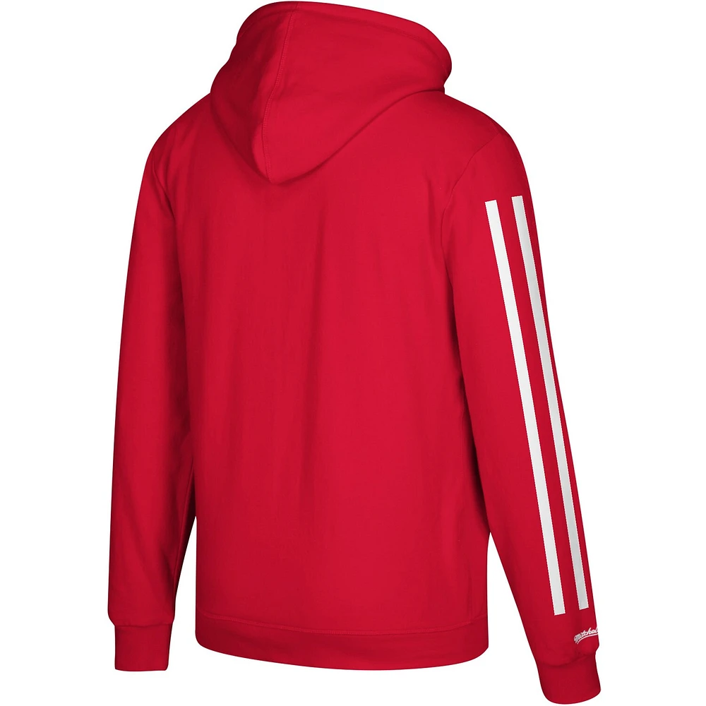 Men's Mitchell & Ness Scarlet San Francisco 49ers Three Stripe Pullover Hoodie