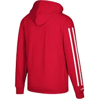 Men's Mitchell & Ness Scarlet San Francisco 49ers Three Stripe Pullover Hoodie