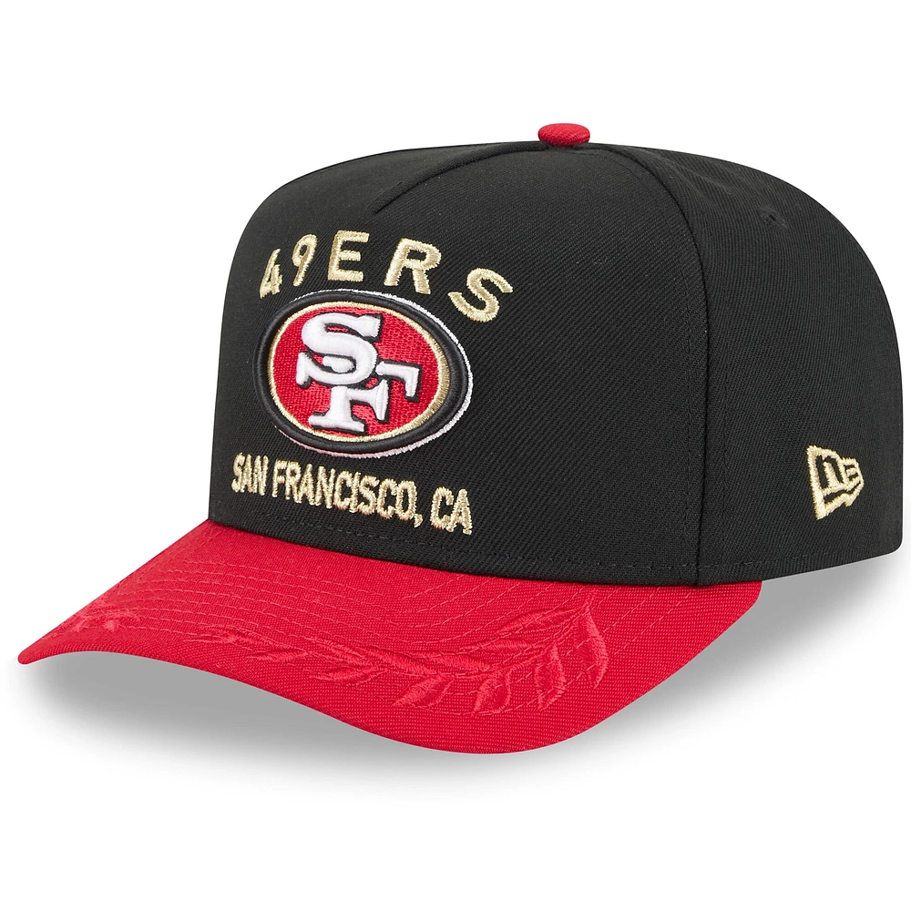 Men's New Era Black/Scarlet San Francisco 49ers 2025 NFL Draft 9FIFTY A-Frame Snapback Hat
