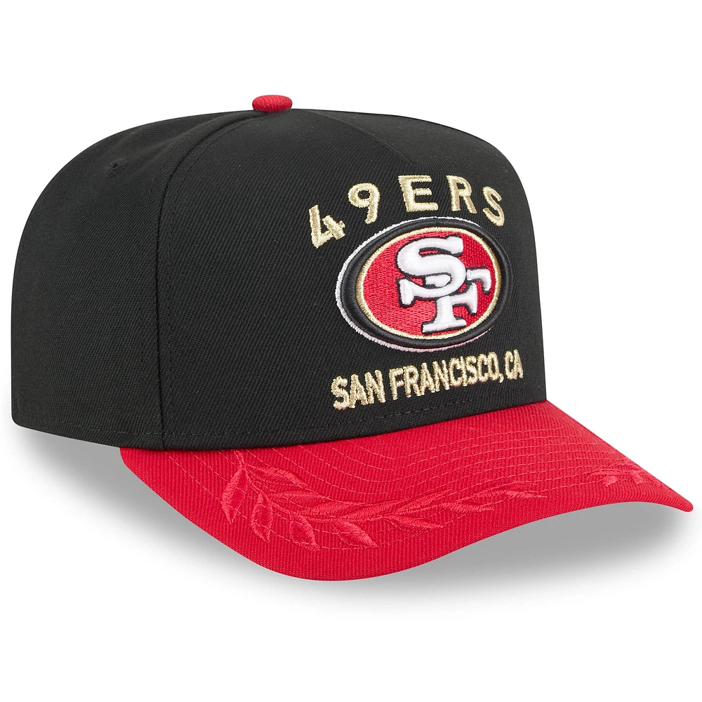 Men's New Era Black/Scarlet San Francisco 49ers 2025 NFL Draft 9FIFTY A-Frame Snapback Hat