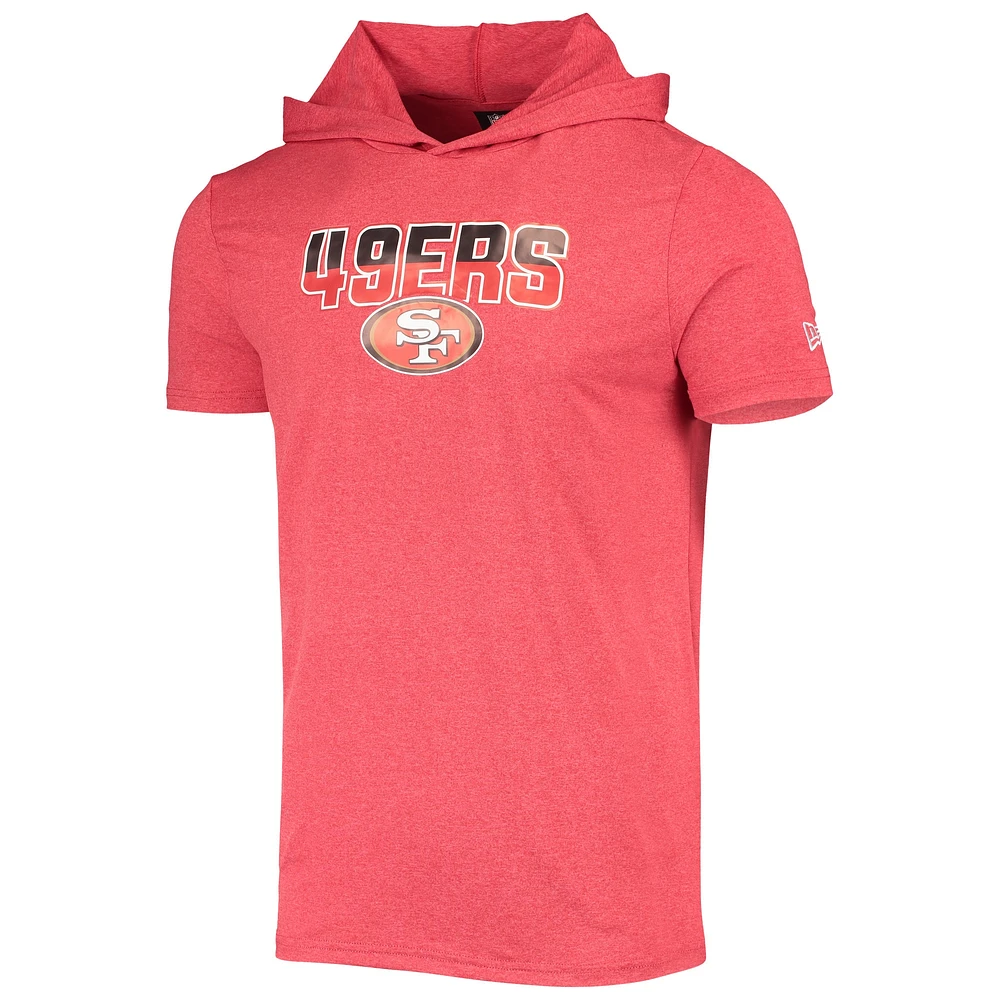 Men's New Era Heathered Red San Francisco 49ers Team Brushed Hoodie T-Shirt