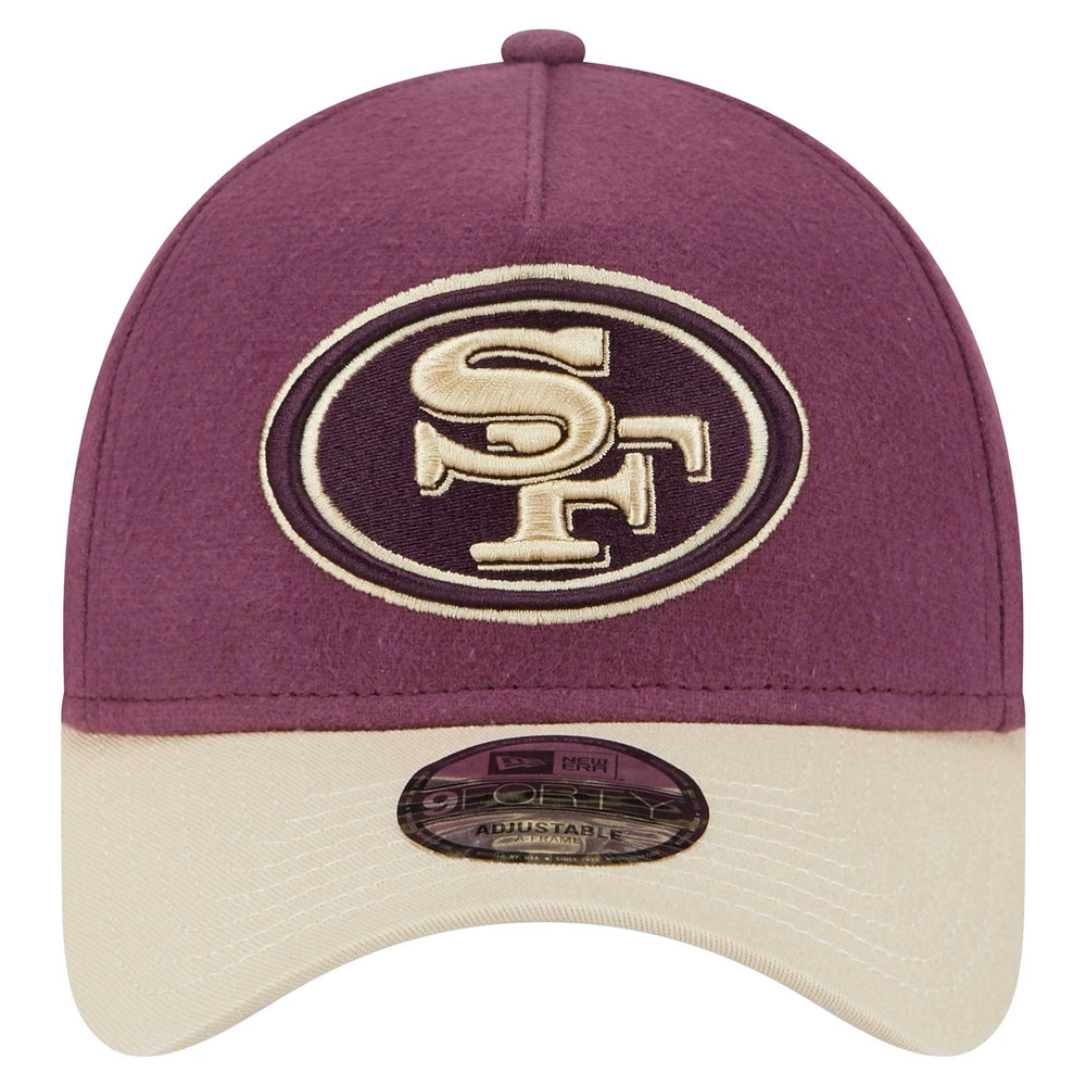 Men's New Era Maroon/Tan San Francisco 49ers Moleskin A-Frame 9FORTY Adjustable Hat