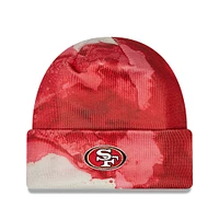 New Era Scarlet San Francisco 49ers 2022 Sideline pour homme - Bonnet en tricot à revers teint à l'encre