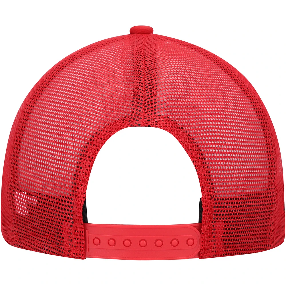 Men's New Era Scarlet San Francisco 49ers Black Excellence Collection Wordmark Trucker Low Profile 9FIFTY Snapback Hat
