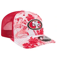 Men's New Era Scarlet San Francisco 49ers Hula 9SEVENTY Adjustable Trucker Hat