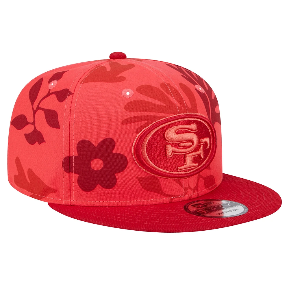 Men's New Era Scarlet San Francisco 49ers Leafy 9FIFTY Snapback Hat