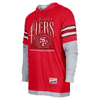 Men's New Era Scarlet San Francisco 49ers Twofer Long Sleeve Hooded T-Shirt