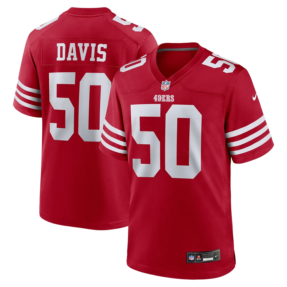 Maillot de match l'équipe Nike Khalil Davis Scarlet San Francisco 49ers pour homme