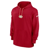 Men's Nike Scarlet San Francisco 49ers Sideline Jersey Performance Pullover Hoodie