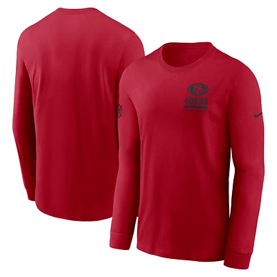 T-shirt Nike Scarlet Sideline Performance à manches longues pour homme des San Francisco 49ers