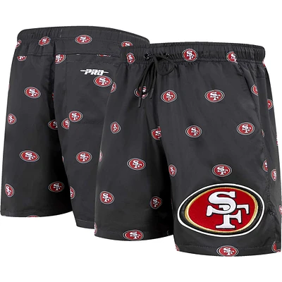 Short Pro Standard San Francisco 49ers noir imprimé sur l'ensemble avec mini logo pour homme
