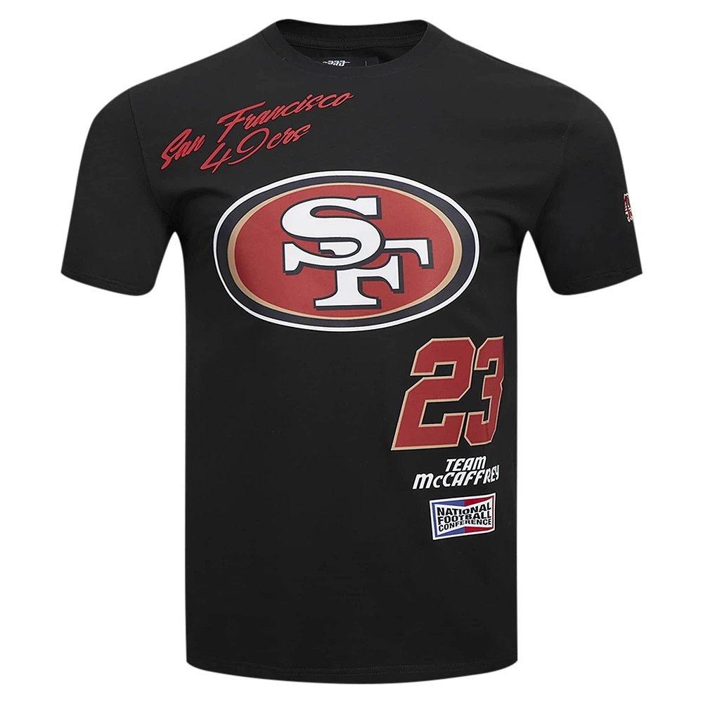 Men's Pro Standard Christian McCaffrey Black San Francisco 49ers Fast Lane Name & Number Player T-Shirt
