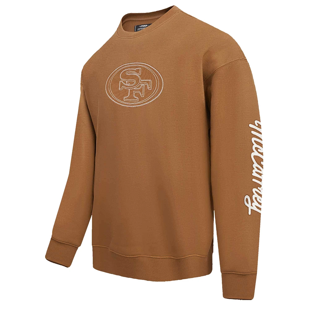 Men's Pro Standard Christian McCaffrey Brown San Francisco 49ers Pullover Crewneck Sweatshirt
