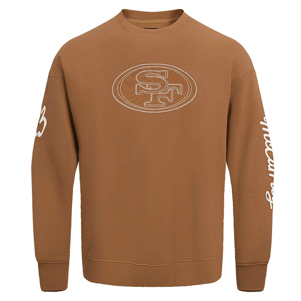 Men's Pro Standard Christian McCaffrey Brown San Francisco 49ers Pullover Crewneck Sweatshirt