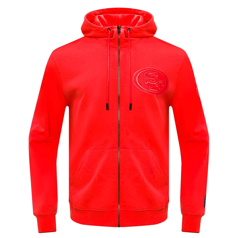Men's Pro Standard Scarlet San Francisco 49ers Triple Tonal Full-Zip Hoodie