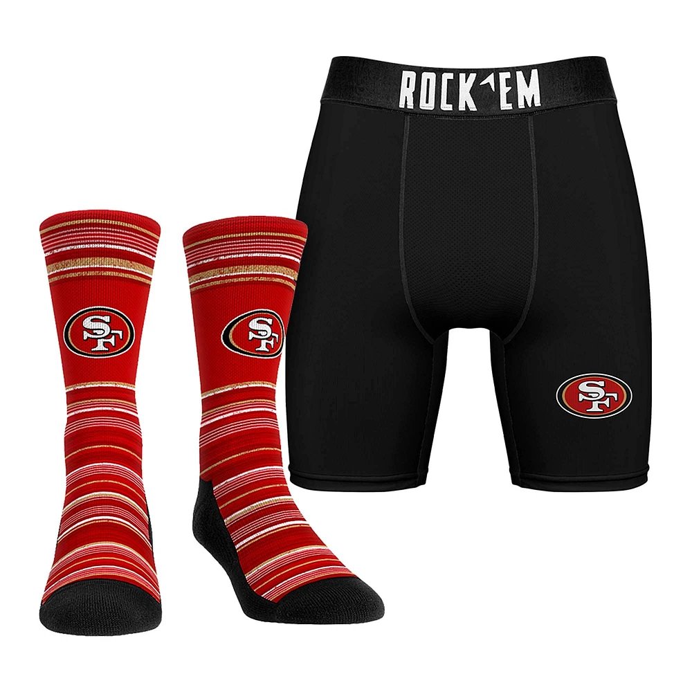 Lot de chaussettes et caleçons boxeurs Rock Em Socks pour hommes des 49ers San Francisco
