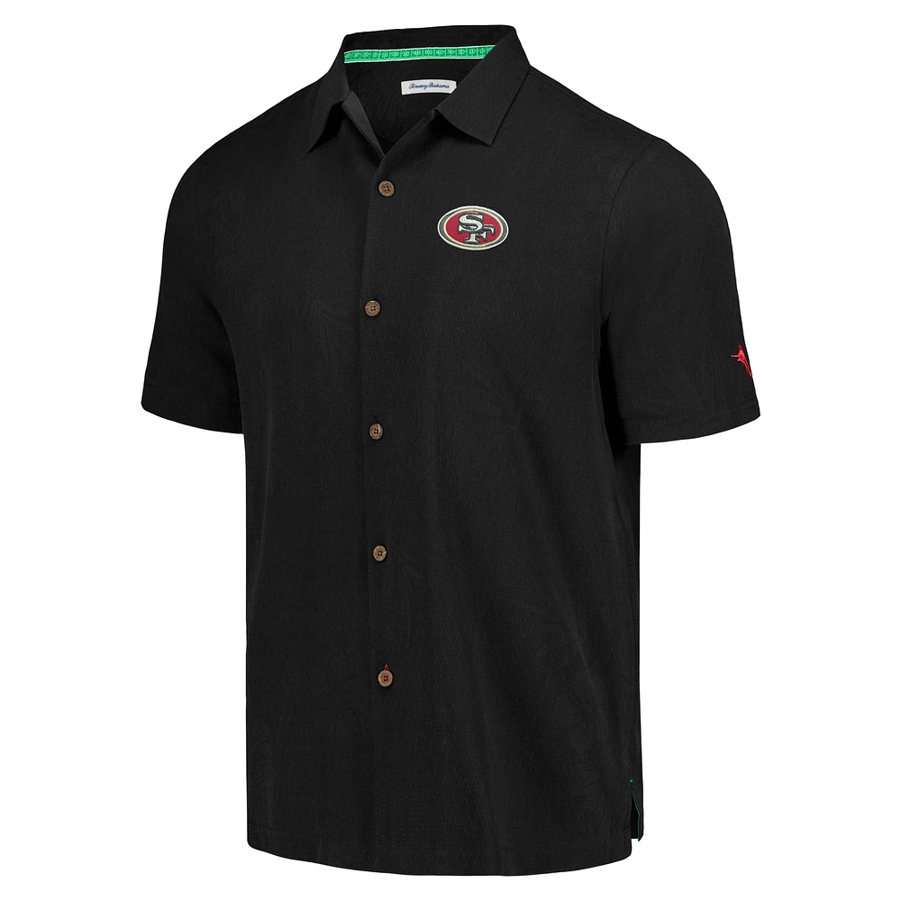 Men's Tommy Bahama Black San Francisco 49ers Tidal Kickoff Camp Button-Up Shirt