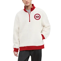 Sweat-shirt crème Tommy Hilfiger San Francisco 49ers Jordan Sherpa à quart de zip pour hommes