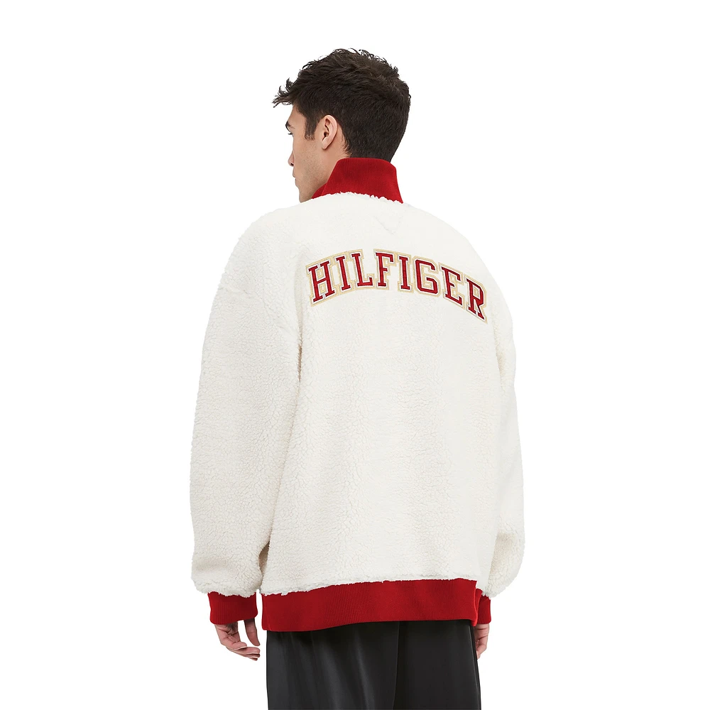 Sweat-shirt crème Tommy Hilfiger San Francisco 49ers Jordan Sherpa à quart de zip pour hommes