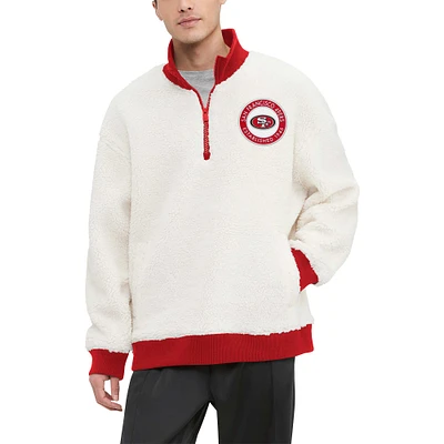 Sweat-shirt crème Tommy Hilfiger San Francisco 49ers Jordan Sherpa à quart de zip pour hommes