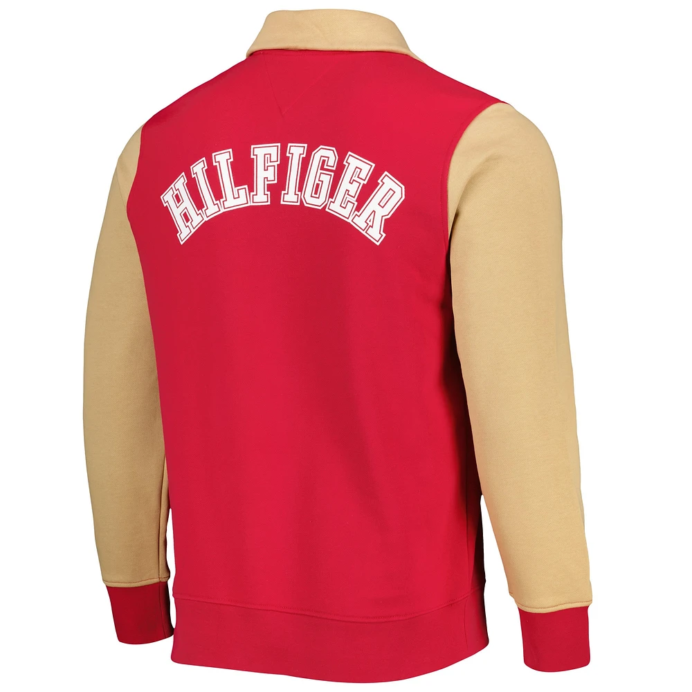 Men's Tommy Hilfiger Scarlet/Gold San Francisco 49ers Aiden Quarter-Zip Sweatshirt
