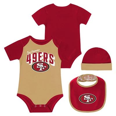 Ensemble body, bavoir et bonnet Dynamic Duo pour nouveau-né nourrisson des 49ers de San Francisco