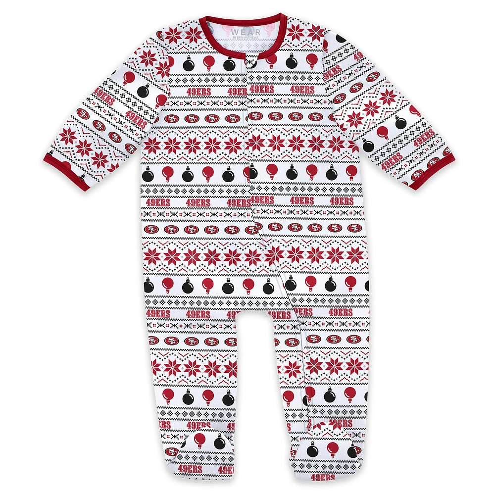 Newborn & Infant WEAR by Erin Andrews San Francisco 49ers Allover Print Full-Zip Sleeper Bib Set