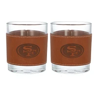 San Francisco 49ers 2-Pack 12oz Rocks Glass with Leather Wrap