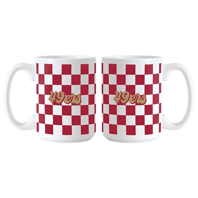 San Francisco 49ers 2-Pack 15oz. Checkered Wordmark Mug Set