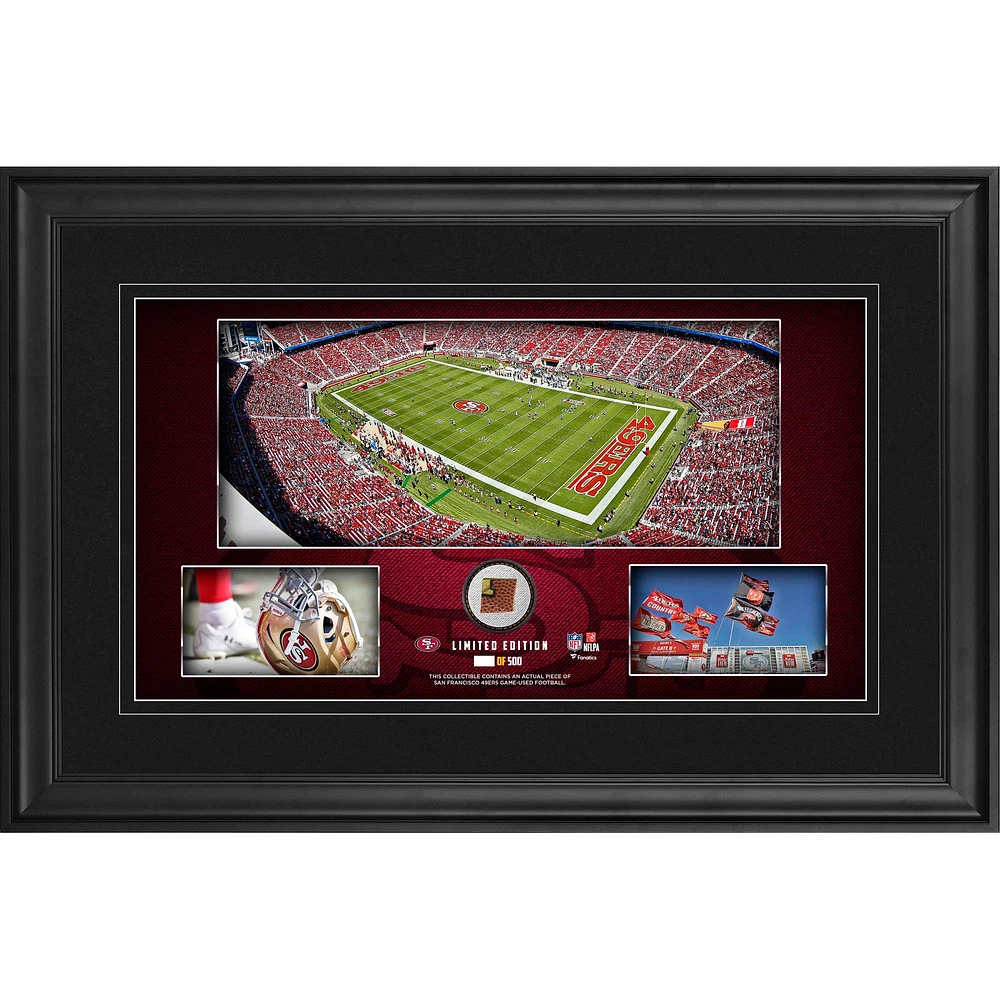 San Francisco 49ers Framed 10" x 18" Stadium Panoramic Collage with Game-Used Football - Limited Edition of 500
