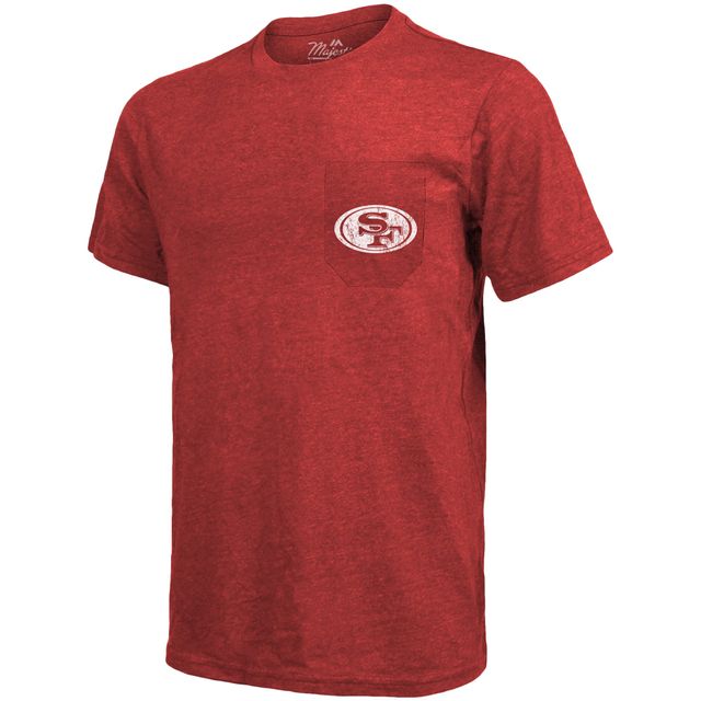T-shirt à poche Tri-Blend Majestic Threads des 49ers de San Francisco - Écarlate