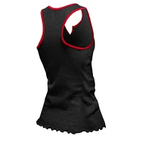 Women's New Era  Black San Francisco 49ers Lettuce Hem Notch Neck Tri-Blend Tank Top