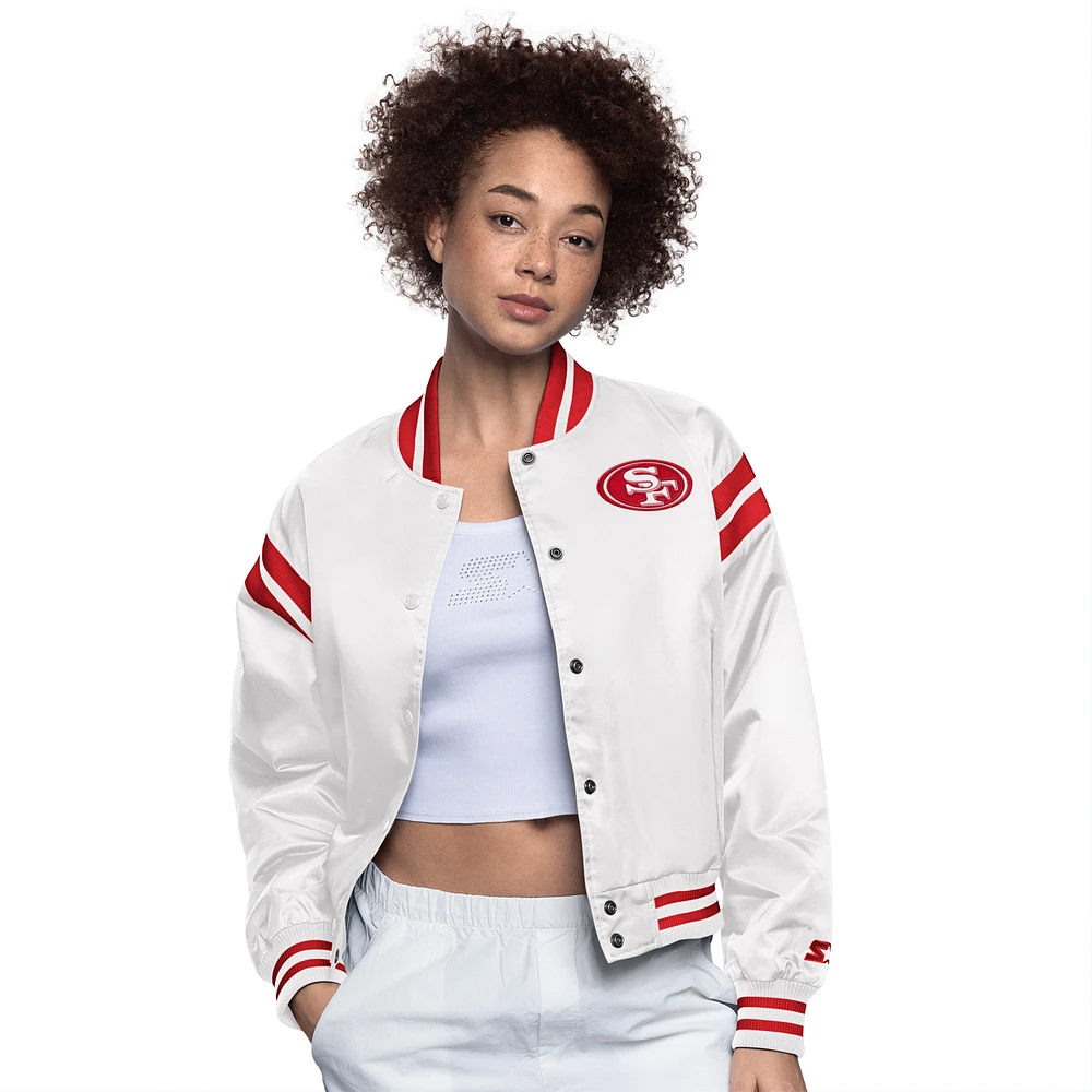 Women's Starter Cream San Francisco 49ers Full Count Full-Snap Satin Jacket