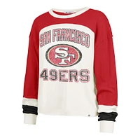Women's '47 Cream/Scarlet San Francisco 49ers Plus Double Header Curve Toni Long Sleeve T-Shirt