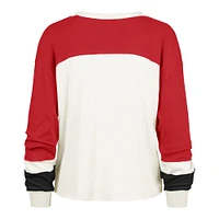 Women's '47 Cream/Scarlet San Francisco 49ers Plus Double Header Curve Toni Long Sleeve T-Shirt