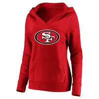 Women's Fanatics Christian McCaffrey Scarlet San Francisco 49ers Plus Player Name & Number V-Neck Pullover Hoodie