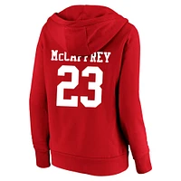 Women's Fanatics Christian McCaffrey Scarlet San Francisco 49ers Plus Player Name & Number V-Neck Pullover Hoodie